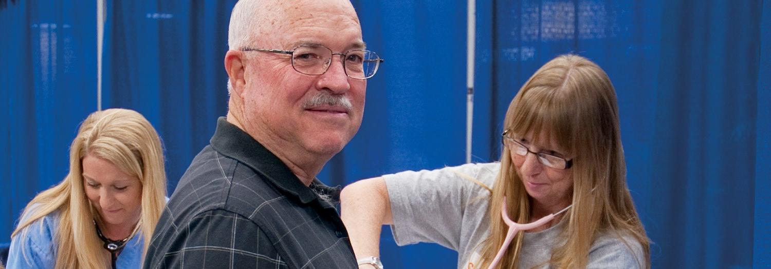 Senior citizen at a health fair held at the College